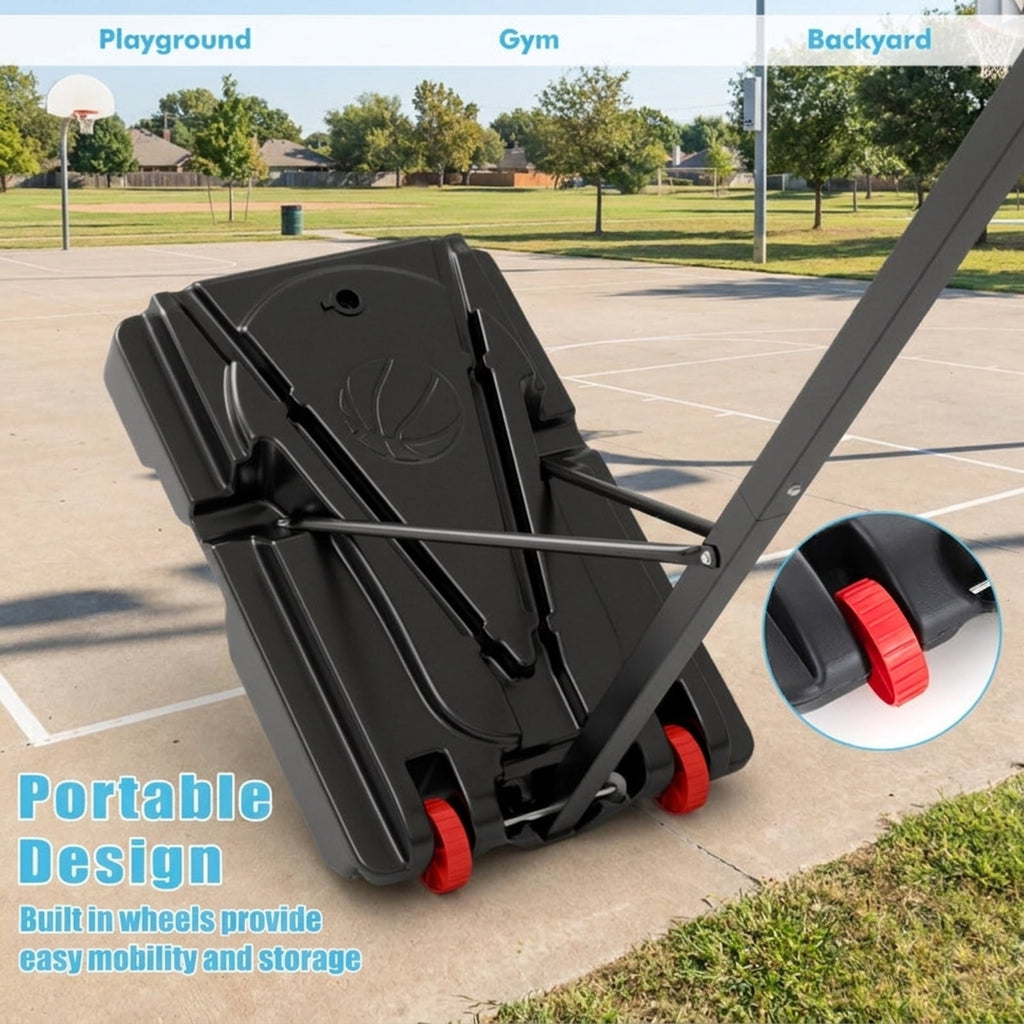 Airfind Portable Basketball Goal with Adjustable Height (5-10 ft Range) Stabilizing Base, Black