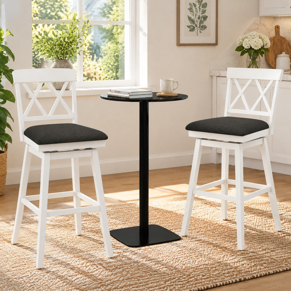 Airfind 29 Inch Counter Height Barstool with Backrest and Upholstered Seat Cushion for Kitchen Dining Room-29 Inch, 330 lbs Capacity, White