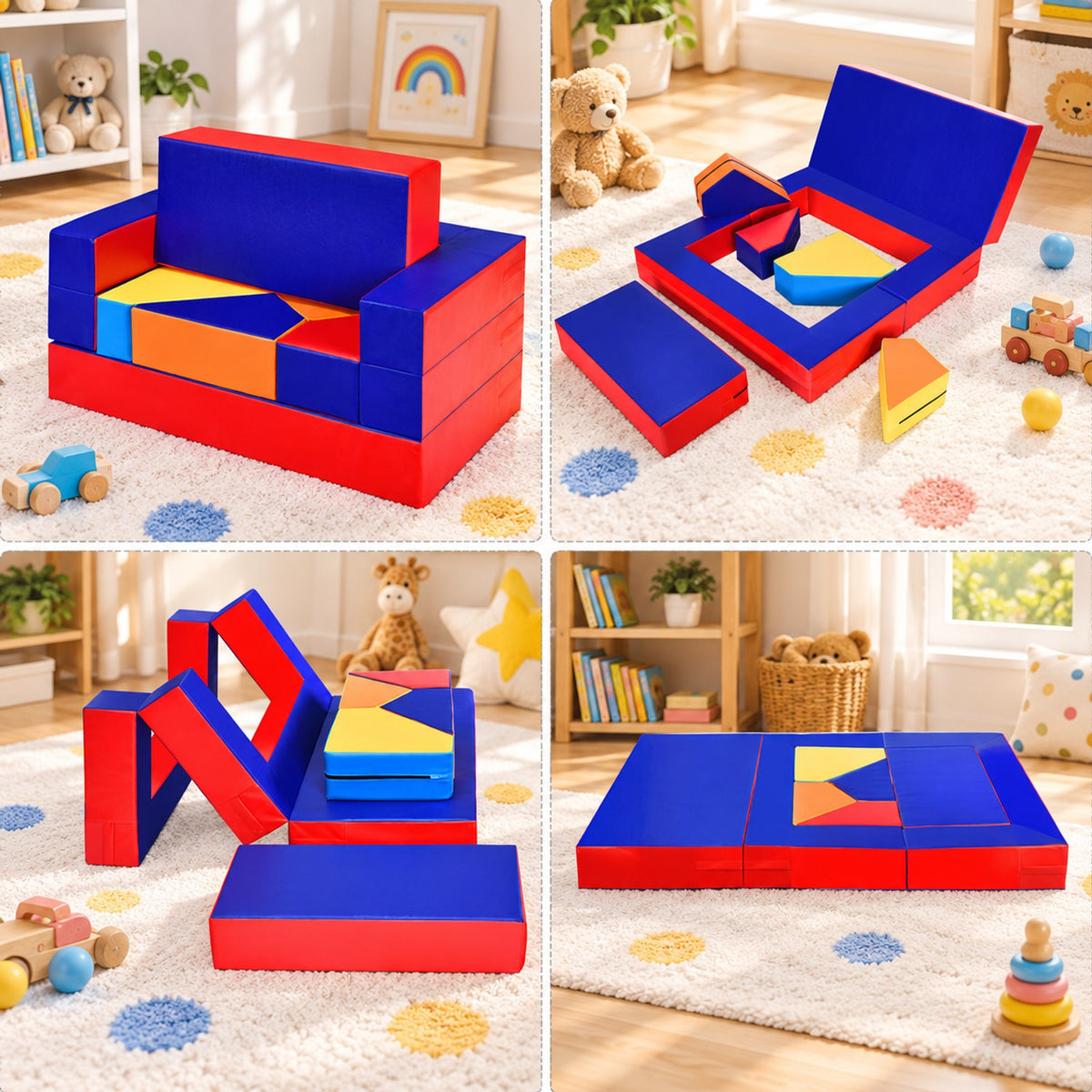 Airfind 8 Pieces 4-in-1 Crawl Climb Foam Shapes Youth Youth Playset, PU Epe, 59 Inch X 39.5 Inch X 6 Inch, Multicolor for Home, Patio and Everyday, Multicolor