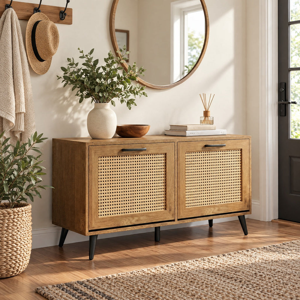 Airfind Modern Freestanding Shoe Cabinet with 2 Flip Drawers and Adjustable Shelves for Entryway, 110 lbs Capacity, Engineered Wood Metal Frame
