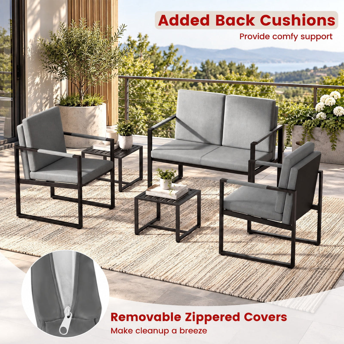 Airfind Mid Century Modern Single, Set of 2, Sofa Chairs with Cushions, 265 lbs Capacity, PU Leather Metal Sponge Frame, 25 Inch x 27.5 Inch x 35.5 Inch, Gray
