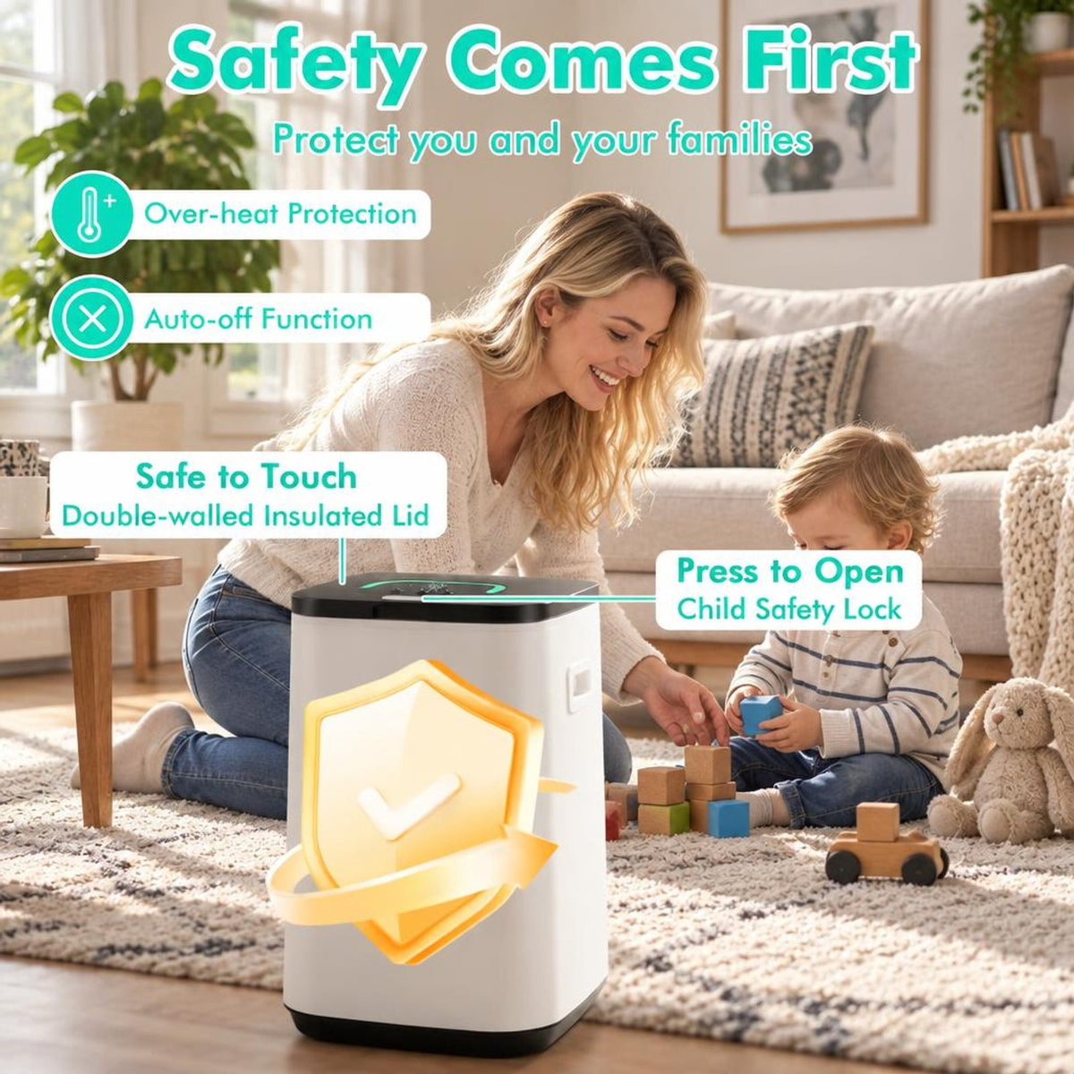 Airfind 23L Large Hot Towel Heater with Rapid Heating and Adjustable Timer, PP ABS Galvanized Metal Frame, 12.6in x 12.6in x 18.5in Footprint, White