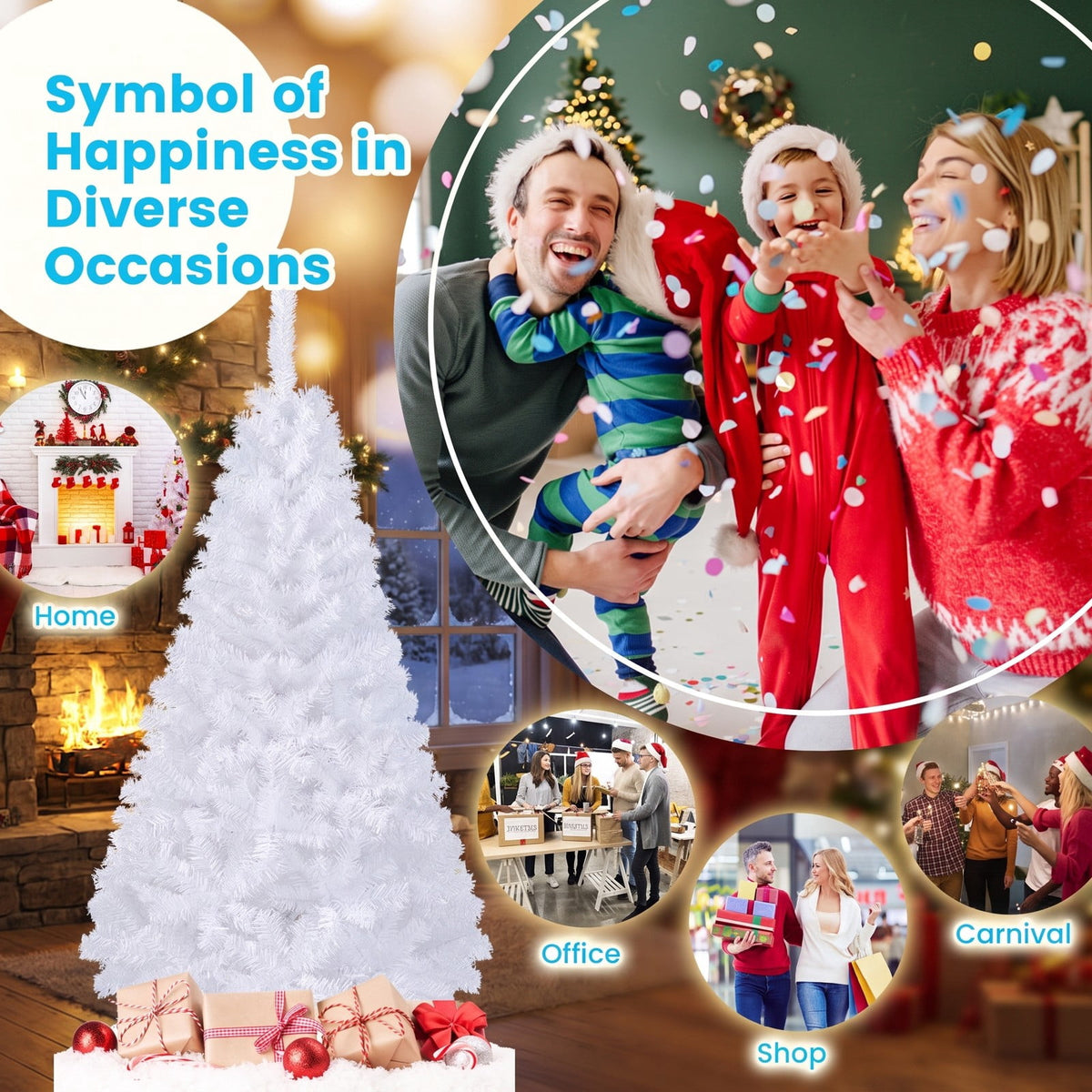 Airfind 6 Feet White Artificial PVC Christmas Tree with Stand-6 ft, PVC Frame, White, Made from brand new and high quality PVC