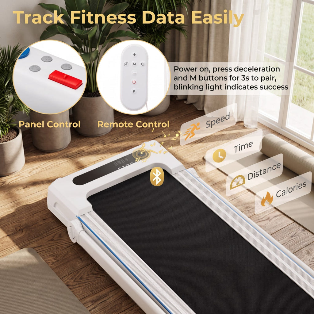 Airfind 3 in 1 Folding Treadmill with Removable Desk and LCD Display for Home Office Under Desk Walking and Jogging, White