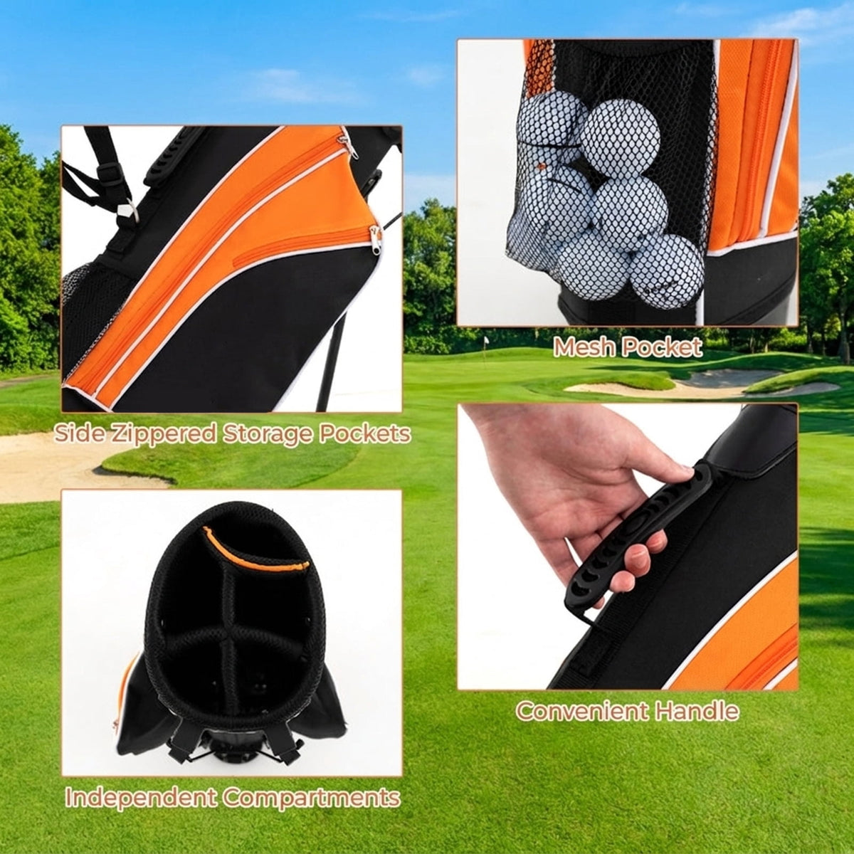 Airfind 5-Piece Junior Golf Club Set for Kids Age 11 to 13 with Stand Bag and Headcover, Orange