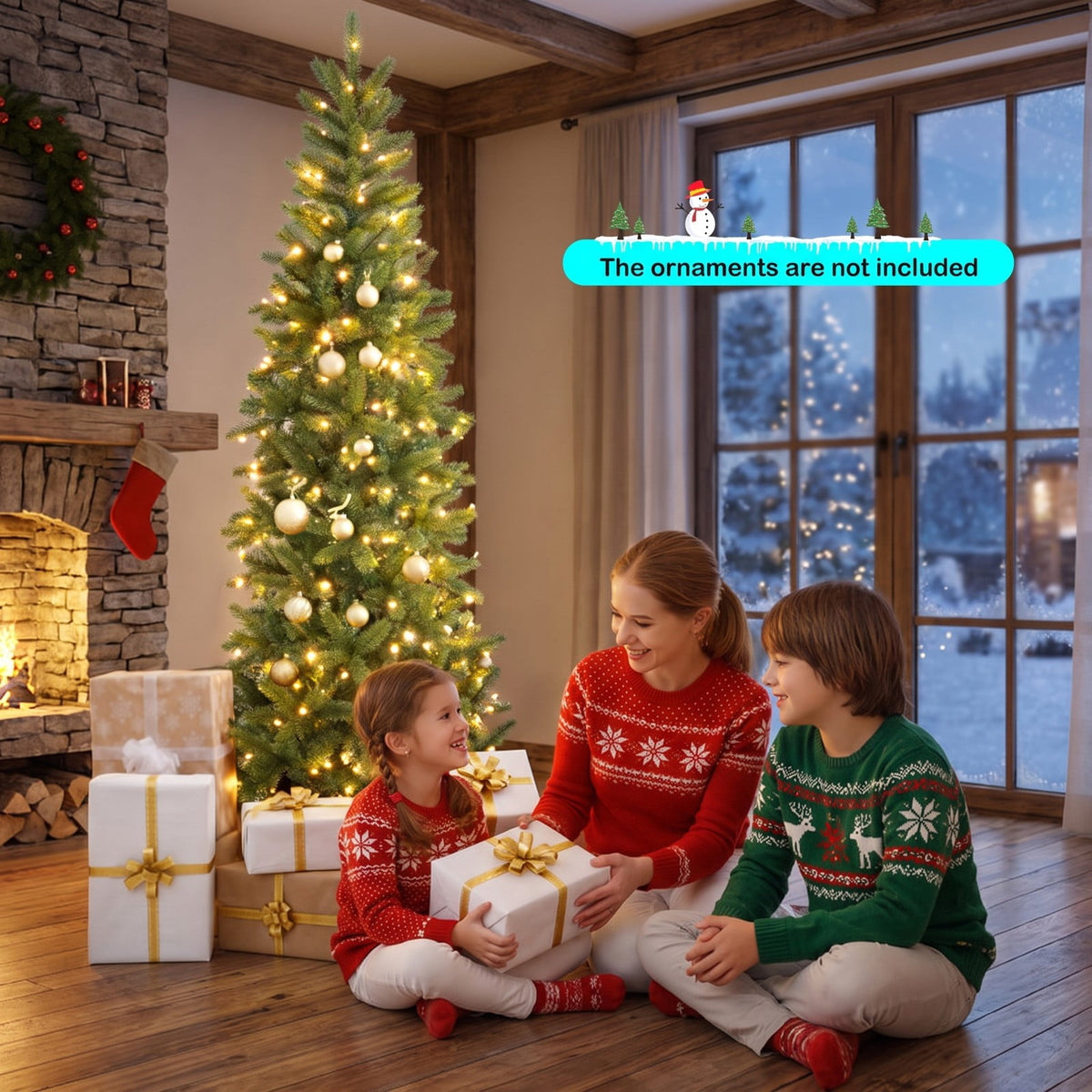 Airfind 7.5 Feet Pre-lit Full Artificial Christmas Tree with Warm White and Multi, PVC PE Metal Tree height: 7.5ft Tree width: 2.7ft Frame, White