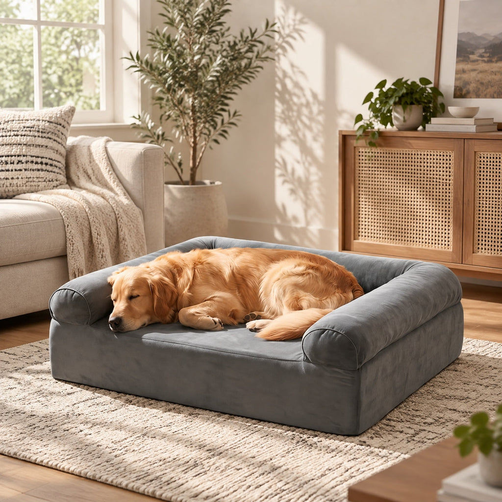 Airfind Cooling Gel Memory Foam Dog Bed for Medium Dogs with Washable Cover, Cooling Gel Memory Foam Silicone Polyester 25D Foam Frame, Dark Gray