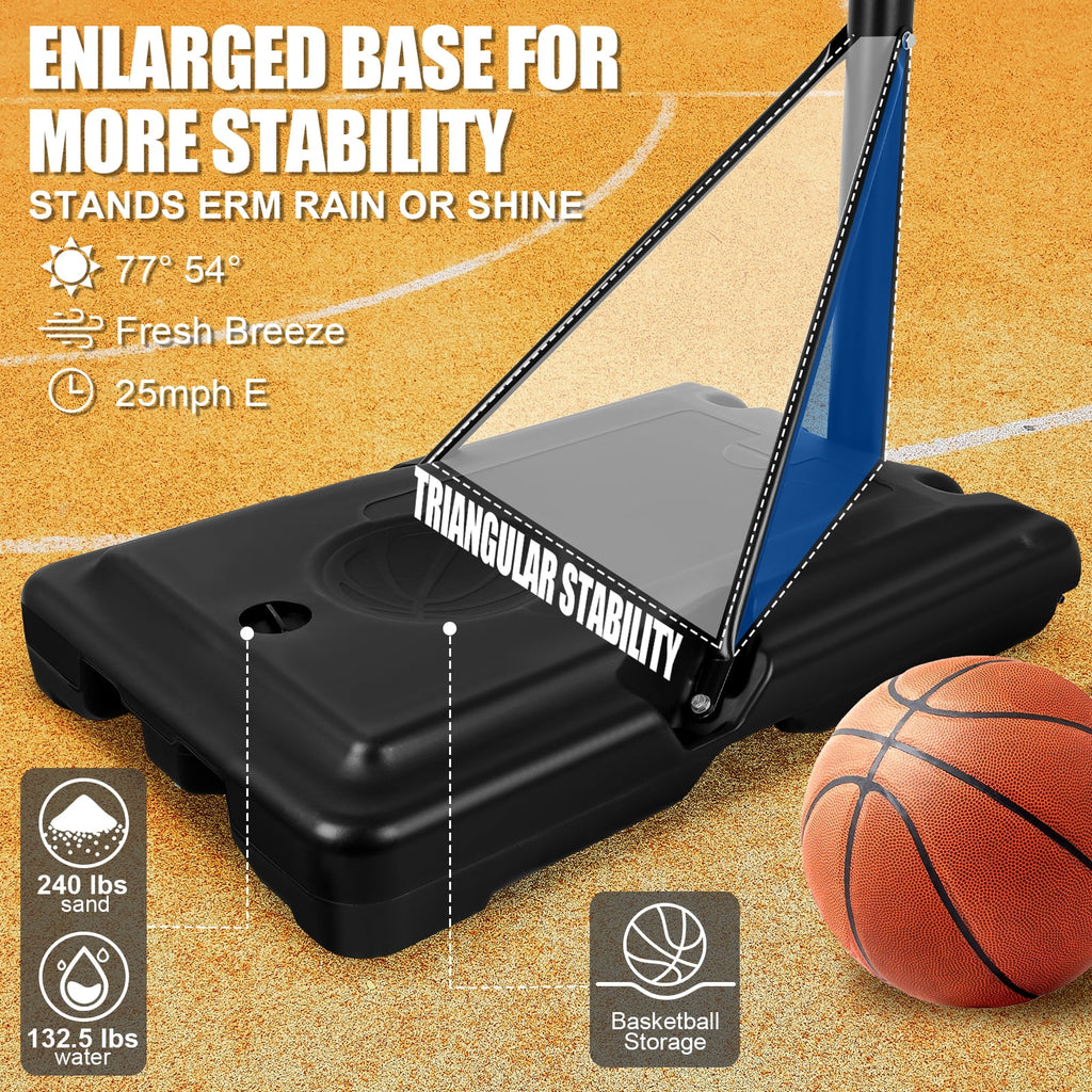 Airfind Portable Basketball Hoop 44in Backboard 5.7-10ft Adjustable with Wheels