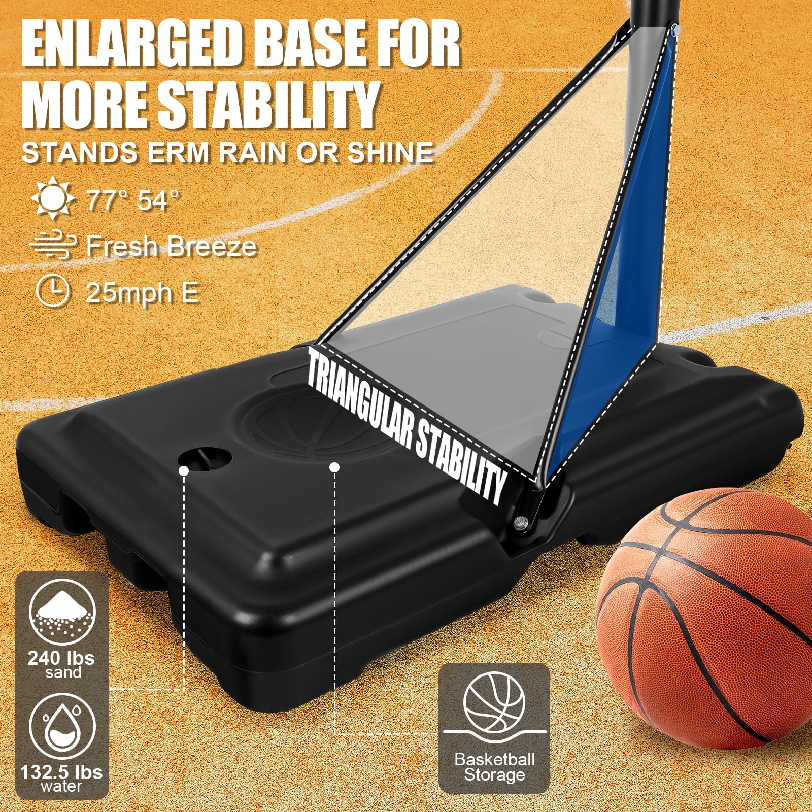 Airfind Portable Basketball Hoop 44in Backboard 5.7-10ft Adjustable with Wheels