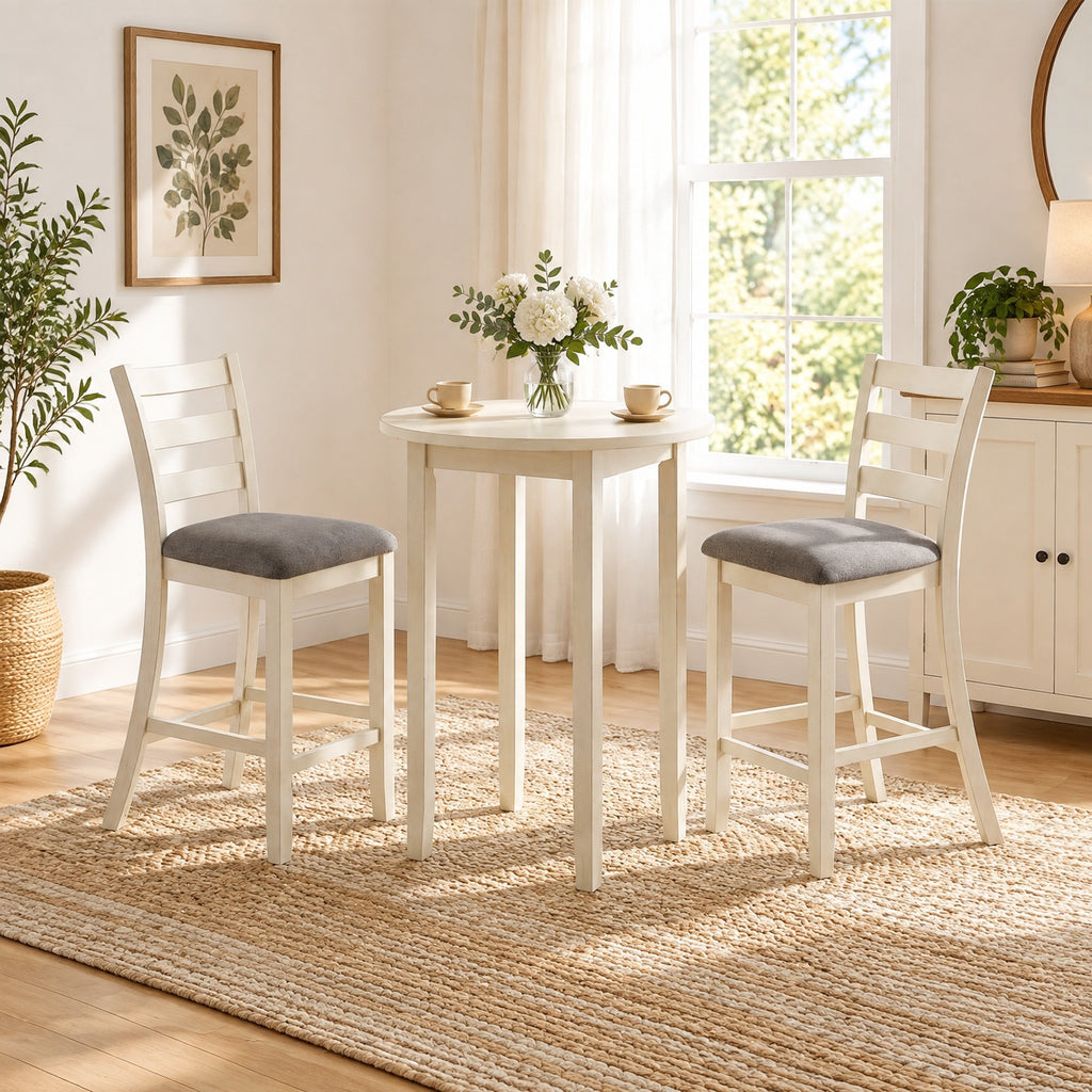 Airfind s Counter Height Chairs, 4 Piece, with Fabric Seat and Rubber Wood Legs, 353 lbs Capacity, Rubber wood linen fabric foam Frame, Beige