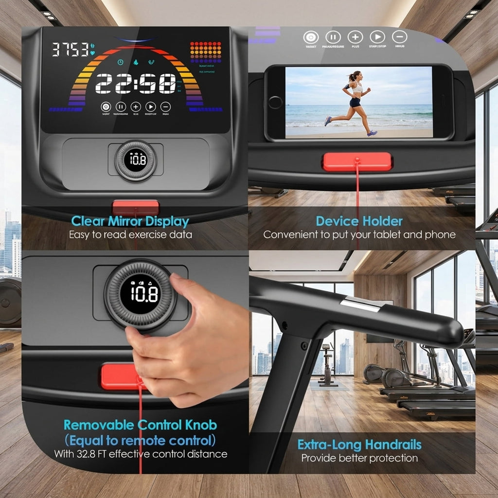 Airfind 4.75HP Folding Cardio Treadmill, Black