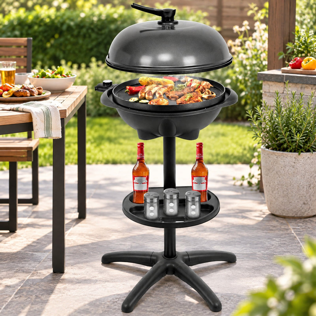 Airfind 1350 W Outdoor Electric BBQ Grill with Removable Stand Easy to Install, Aluminum Plate / ABS for Convenient Everyday Use, Black