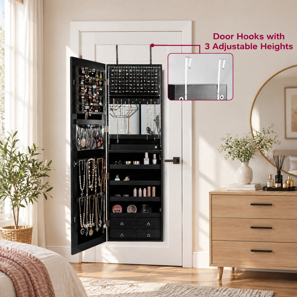 Airfind Multipurpose Storage Cabinet with 4 Drawers, 11 lbs Capacity, MDF Frame, 14.5 Inch x 5 Inch x 47 Inch Footprint, Black