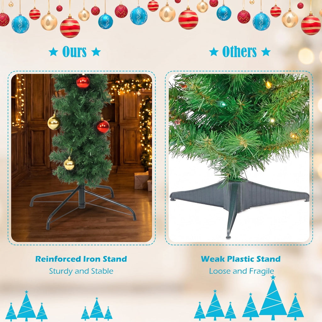 Airfind 6 Feet Artificial Cactus PVC Christmas Tree with LED Lights and Ball Ornaments-6 ft, PVC Metal Frame, Green
