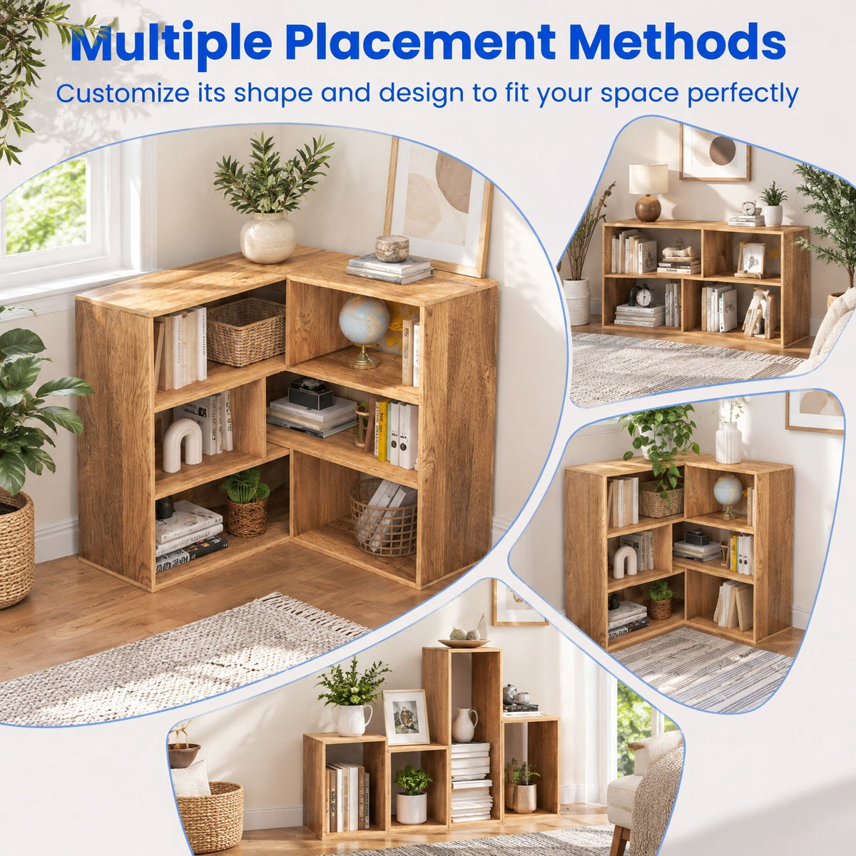 Airfind Convex Bookshelf 3-Shelf Open Bookcase Room Organizer with Anti, 88 lbs Capacity, Engineered Wood Frame, 33 x 11.5 x 33 Footprint