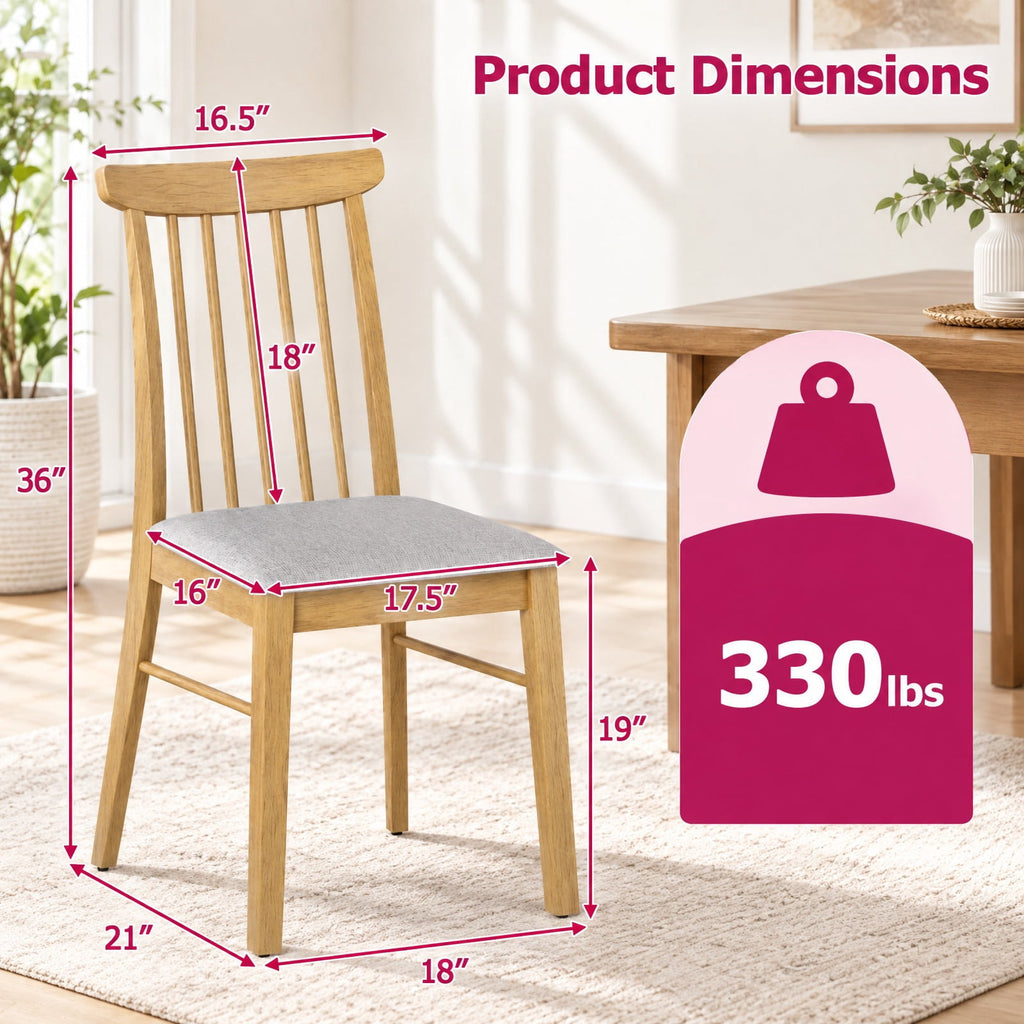 Airfind Dining Chairs Set of 4 Fabric Upholstered Kitchen Armless Chairs with Rubber Wood Frame, 330 lbs Capacity, 18 x 21 x 36 Footprint