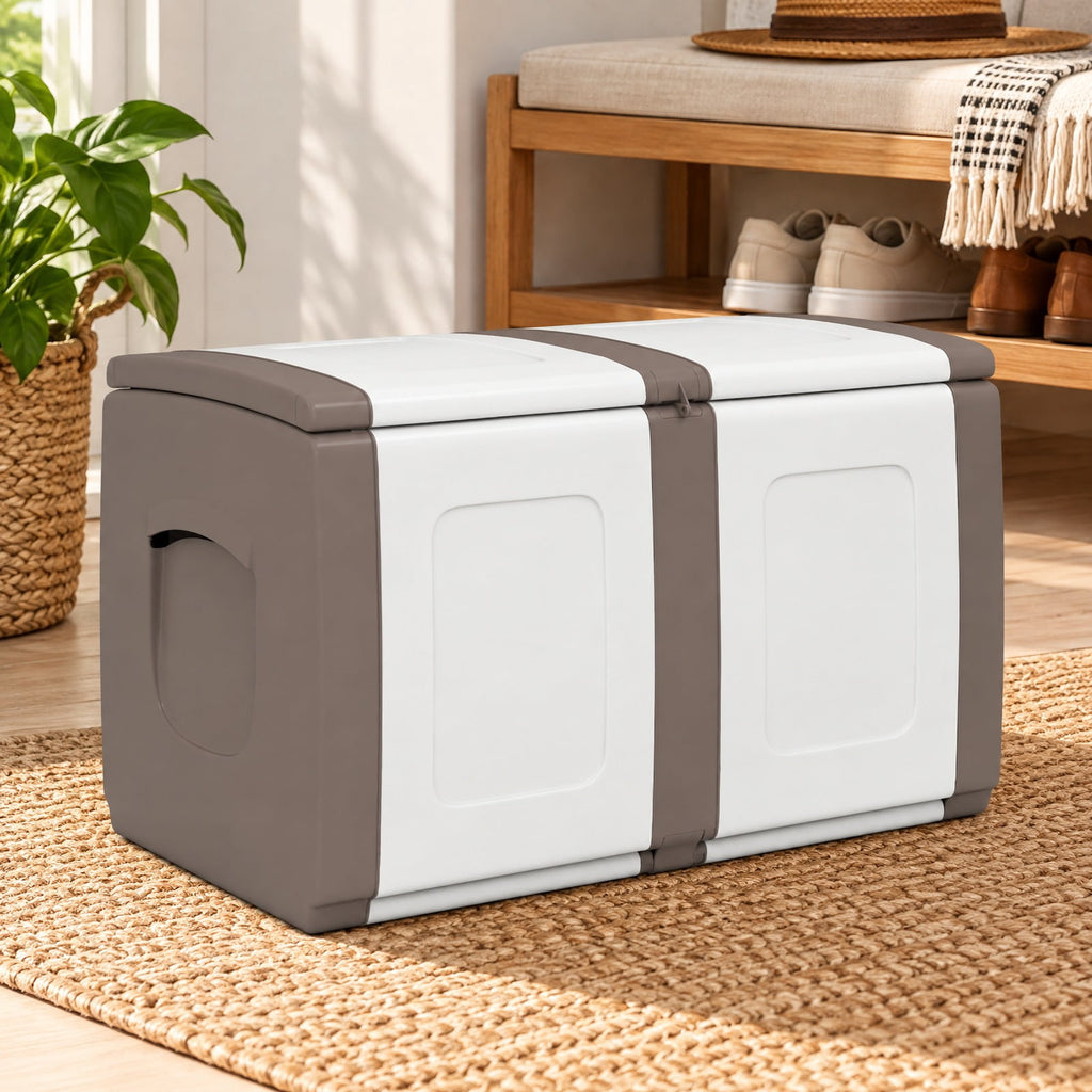 AIRFIND Deck Box 53 Gallon, Outdoor Patio Storage Container with Lockable Lid, Side Handles and Tool-Free Assembly for Garden Supplies, Beige