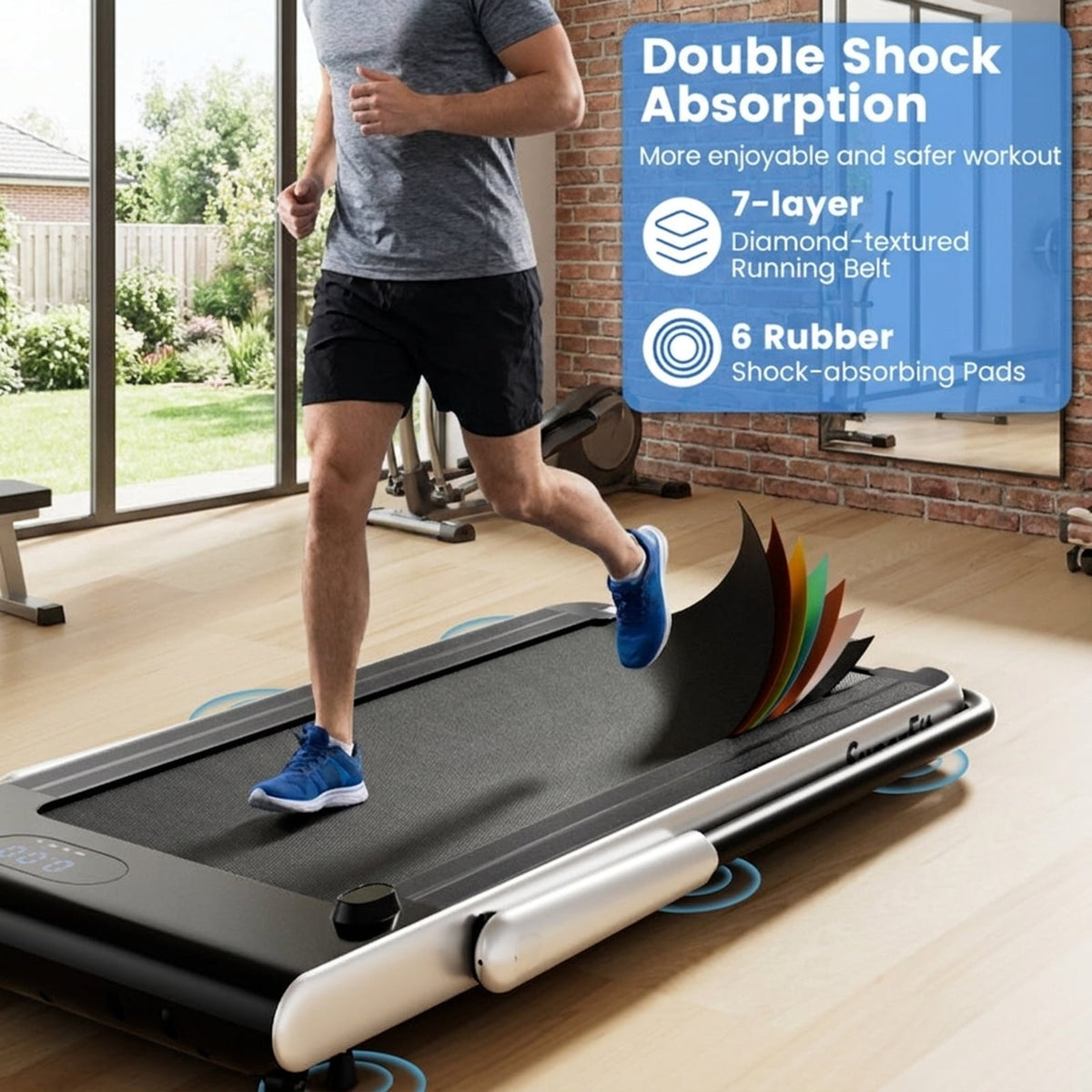 Airfind Walking Treadmill for Home with Adjustable 0.6-8 MPH Speed and Shock-Absorbing Belt Plus USB Port and Transport Wheels to Serve as a Quiet Folding Walking Pad, Silver