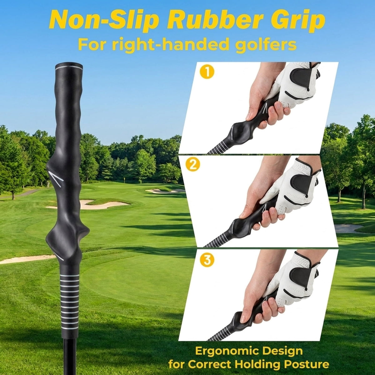 Airfind Foldable Golf Hitting Mat with Chipping Net, 3 Practice Balls, Anti-Slip Rubber Base and Portable Storage, Yellow