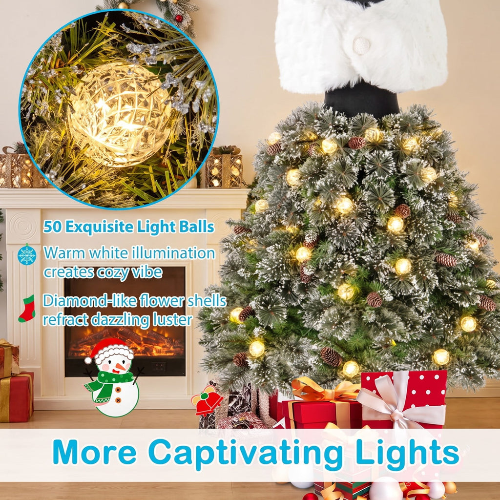 Airfind 5 FT Pre-lit Mannequin Artificial Christmas Tree Hinged Dress Form Xmas Tree with 465 Branch Tips, Green and White