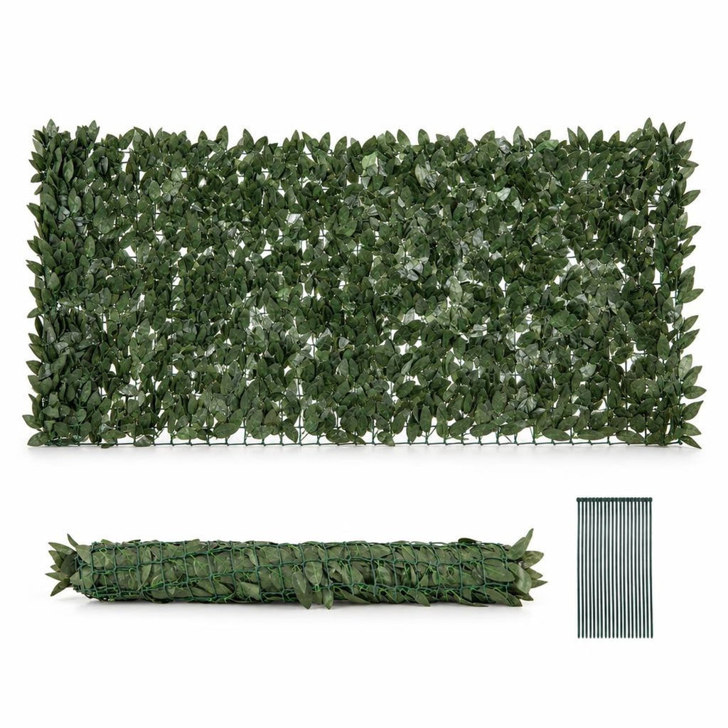 Airfind Artificial Lily Leaf Privacy Fence for Garden Yard Balcony Deck, Polyester Fabric Each Frame, 120 x 40 Rolling Footprint, Dark Green