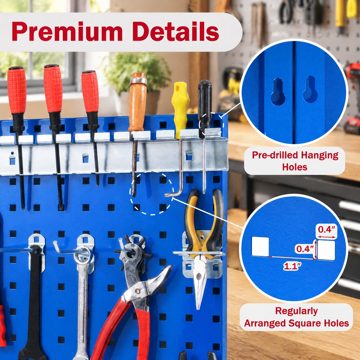 Airfind Wall-Mounted Pegboard Kit with 3 Pegboards for Garage Workshop, Metal Frame, 48 x 23.5 x 0.8 Footprint, Navy