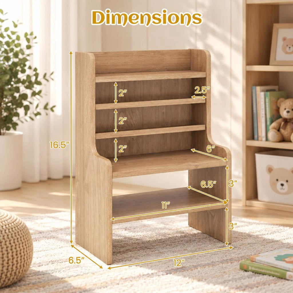 Airfind Desktop Organizer 6-Tier Mini Storage Rack with 2 Removable Shelves, 55 lbs Capacity, Engineered Wood Frame, 12 x 6.5 x 16.5 Footprint