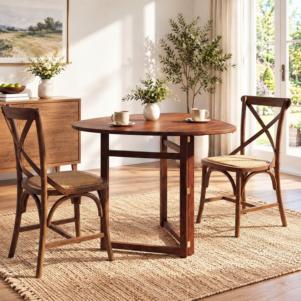 Airfind Foldable Dining Table 31.5 Inch Triangular Small Kitchen Table for 2, 130 lbs Capacity, Rubber Wood MDF Frame, 31.5 Inch x 31.5 Inch x 29.5 Inch Footprint