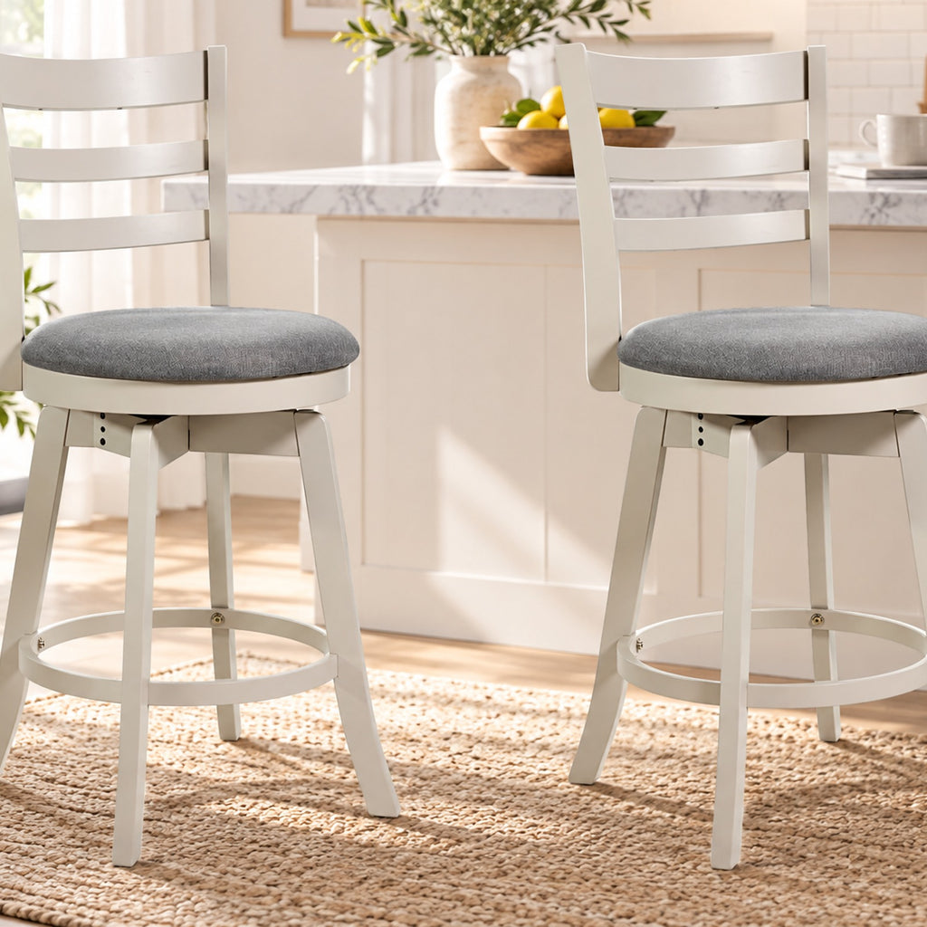 Airfind 25 Inch /30.5 Inch Swivel Barstools Set of 2 360° Rotating Bar/Counter Height Chairs with Upholstered Seat-25 Inch, 350 lbs Capacity