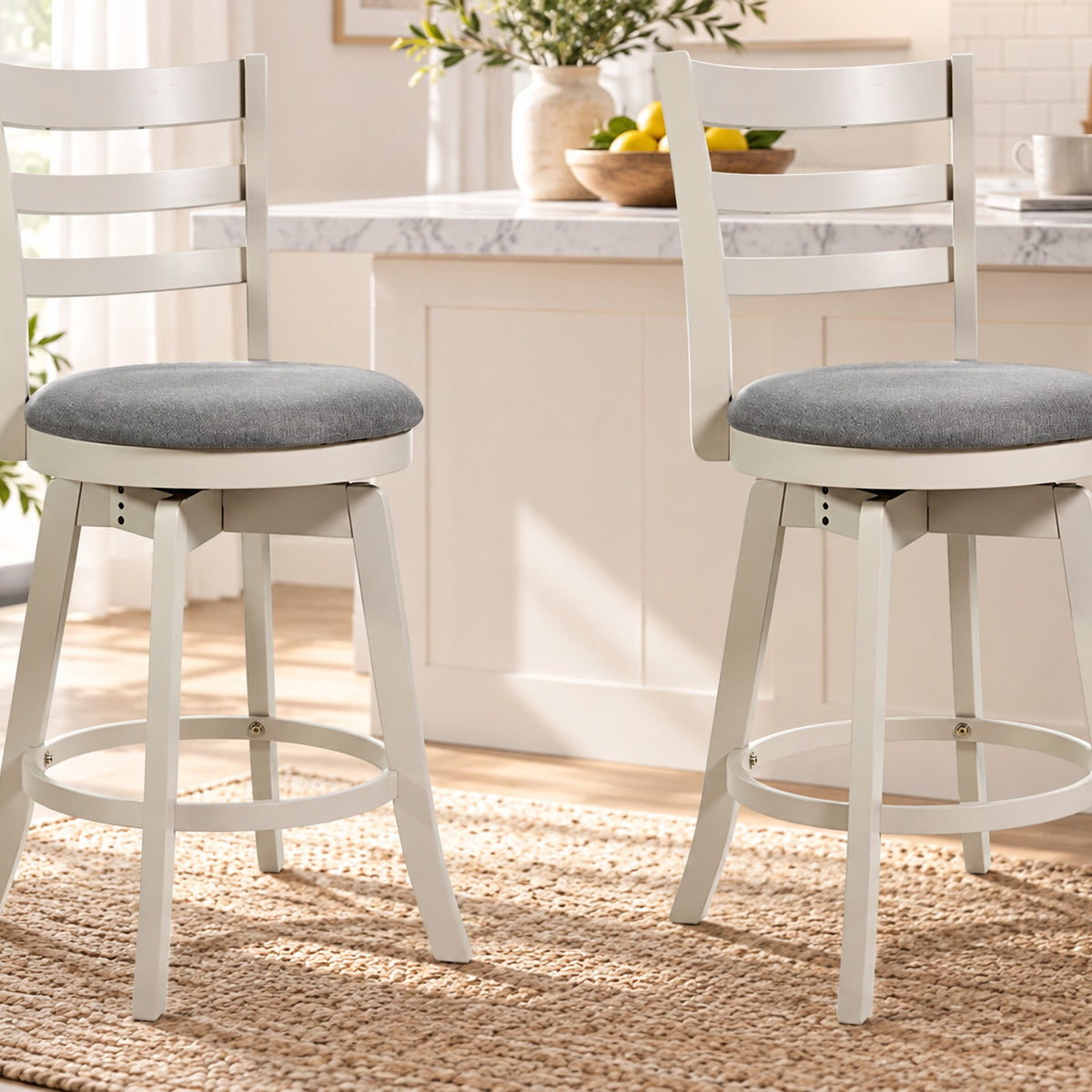Airfind 25 Inch /30.5 Inch Swivel Barstools Set of 2 360° Rotating Bar/Counter Height Chairs with Upholstered Seat-25 Inch, 350 lbs Capacity