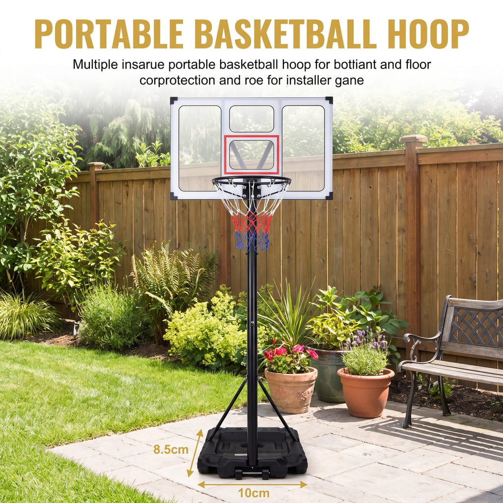 Airfind Portable Basketball Hoop with 4.1 to 10 Foot Adjustable Height Shatterproof PC Backboard and Heavy Duty Fillable Base for Adults, Black