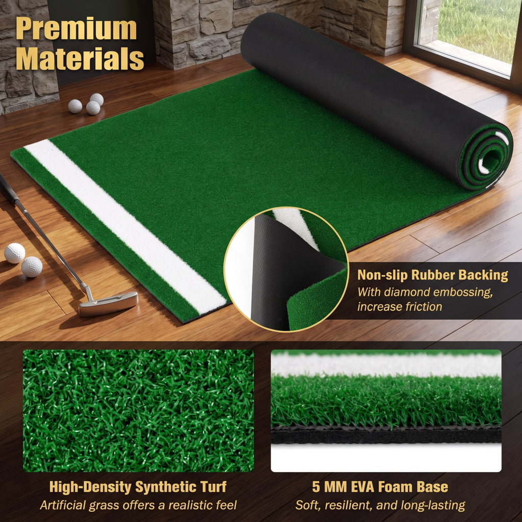 Airfind Softball Pitching Mat 10 x 3 Feet Softball Training Aid with Turf Surface and Pitching Plate and Carry Strap, Green