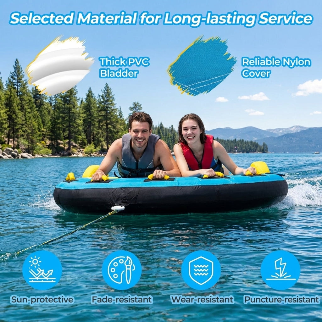 Airfind Heavy-Duty Inflatable Towable Tube for Boat Excursions, Yellow