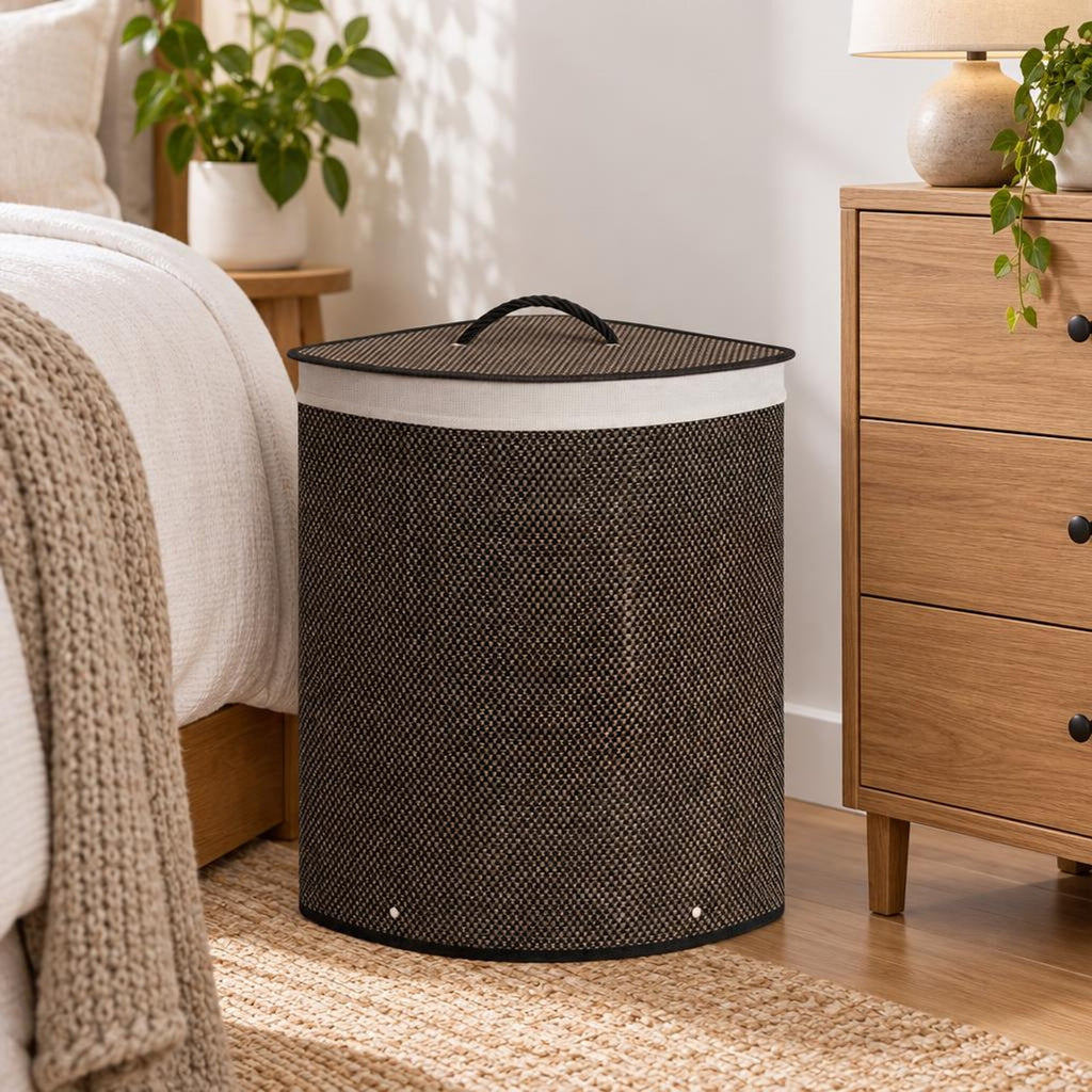 Airfind 15 Gal Capacity Bamboo Laundry Hamper with Removable Liner, 22 lbs Capacity, Bamboo Polyester Cotton Metal Engineered Wood Frame, Black