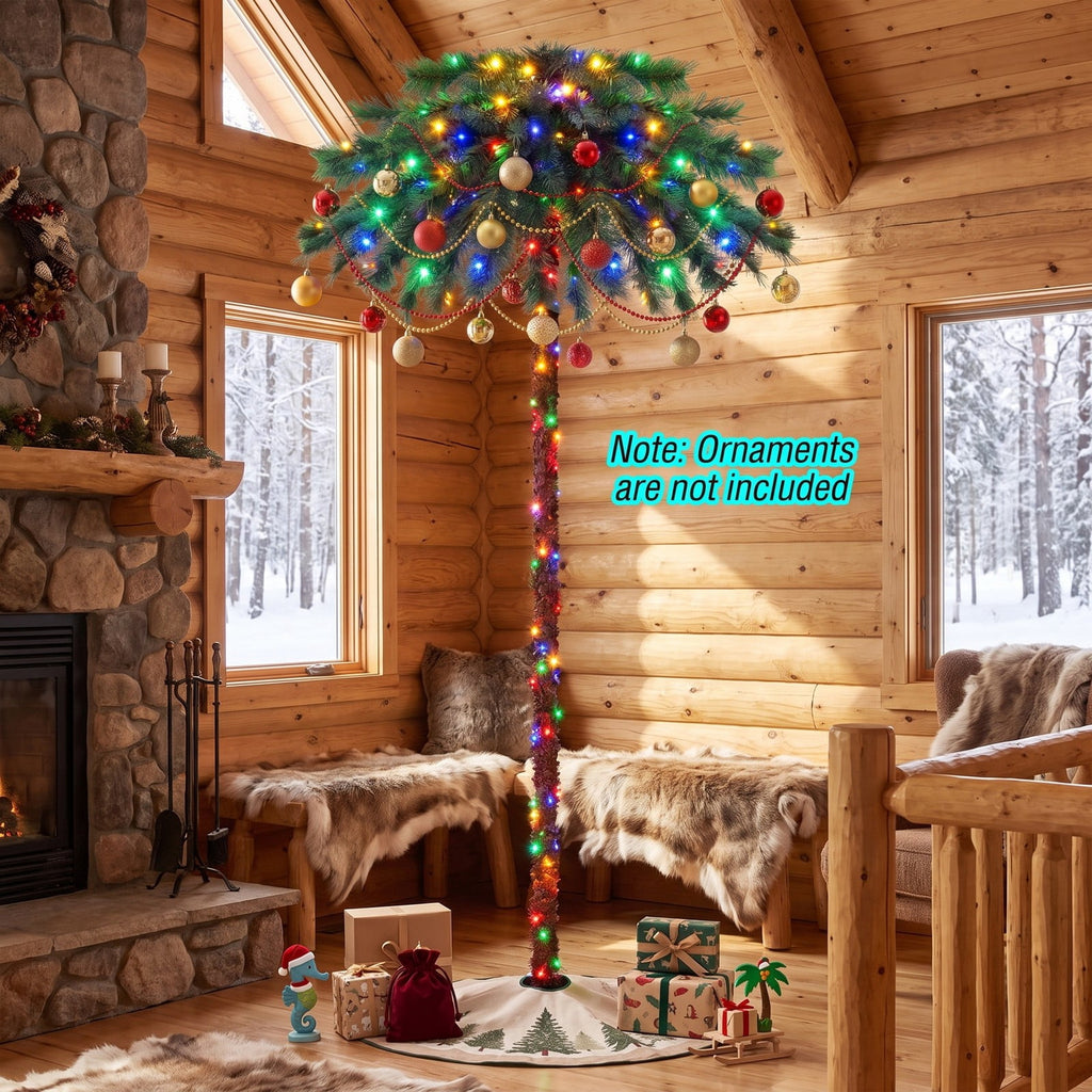 Airfind 6 Feet Pre-Lit Artificial Tropical Christmas Palm Tree with 210 Multi, PVC Metal Frame, 3.2ft x 6ft Footprint, Green