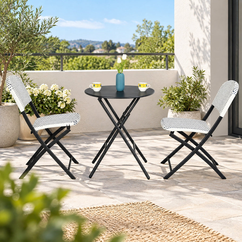 Airfind 3 Pieces Patio Rattan Bistro Set with Round Dining Table and 2 Chairs, 110lbs Weight capacity of each chair: 330lbs Capacity