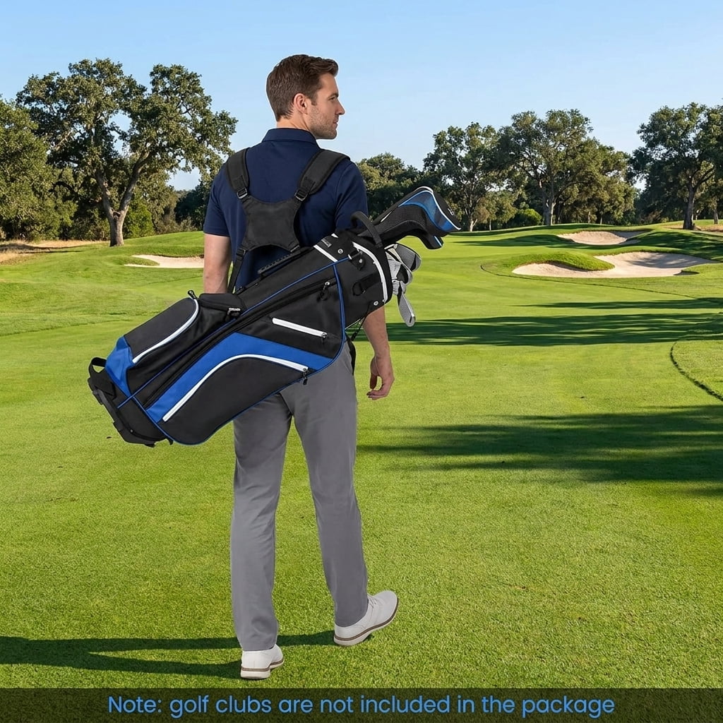 Airfind 14-Way Stand Bag with Cushioned Hip Strap and Rain Hood for Walking Rounds, Blue
