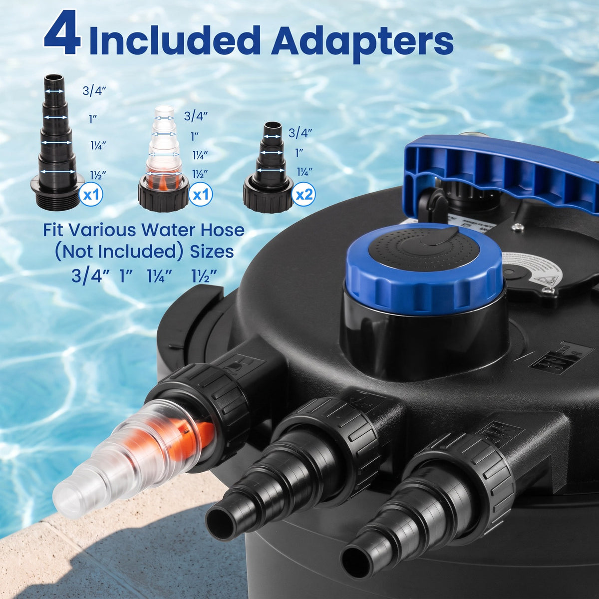 Airfind Bio Pressure Pond Filter with 13W UV-C Light 2642 GPH Pond Filter System, PP ABS Frame, 20 x 16 x 21 Footprint, Black