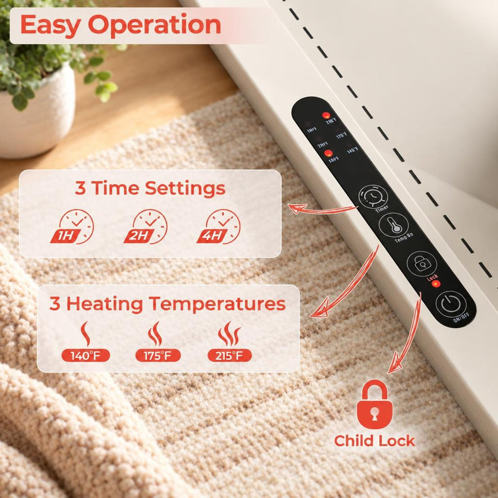 Airfind Food Warming Mat Rollable and Portable Electric Warming Tray with Fasting Heating, Silicone ABS Unfolding Frame, Beige