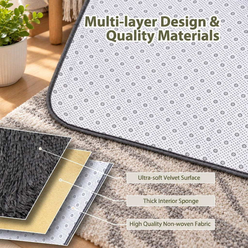 Airfind 4x6 Feet Modern Soft Shag Rug with Non-slip Grip Dots, Polyester Sponge, 4 FT X 6 FT for Convenient Everyday Use, Gray