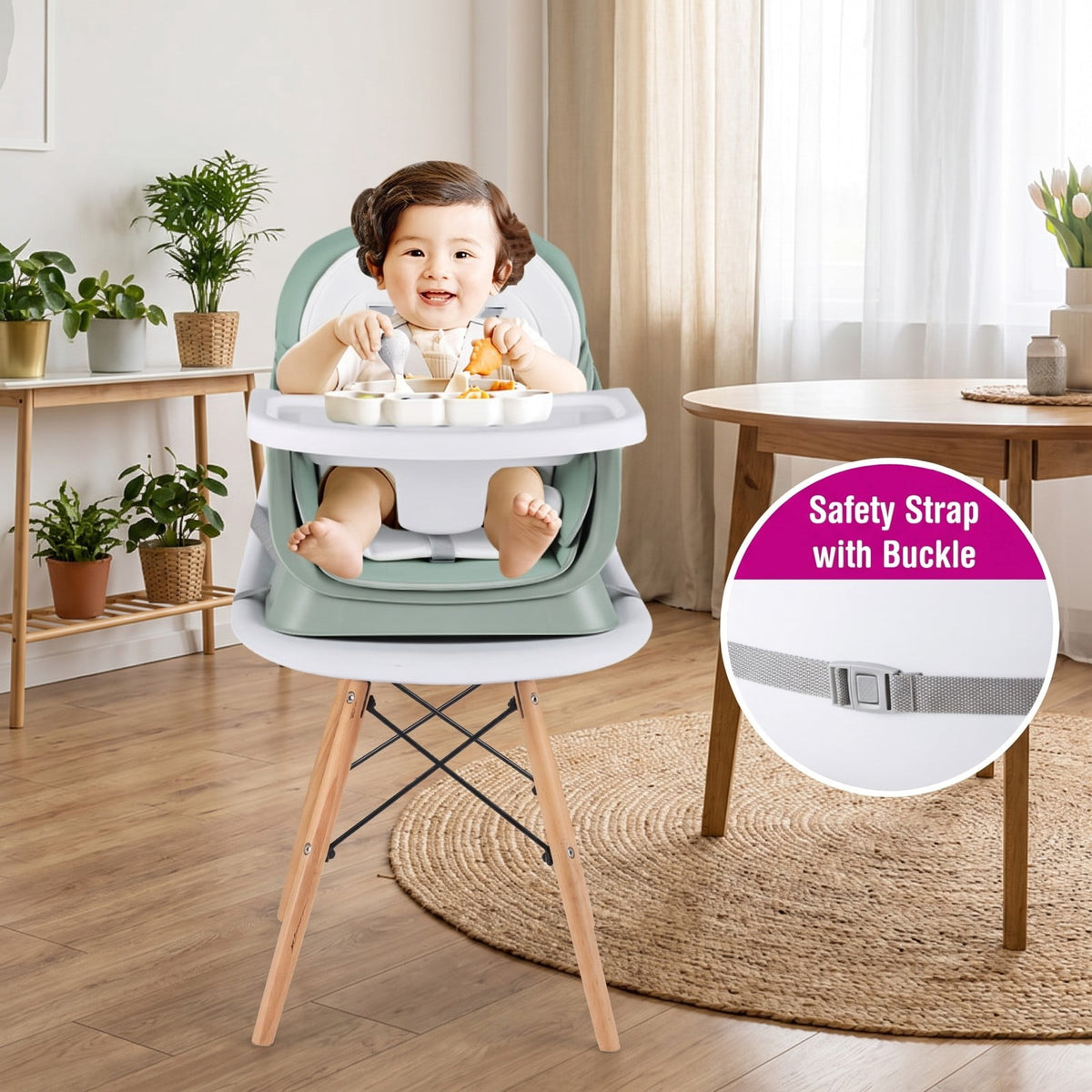 Airfind 6-in-1 Convertible Baby High Chair with Adjustable Removable Tray, 55 lbs, Model AD10030LV
