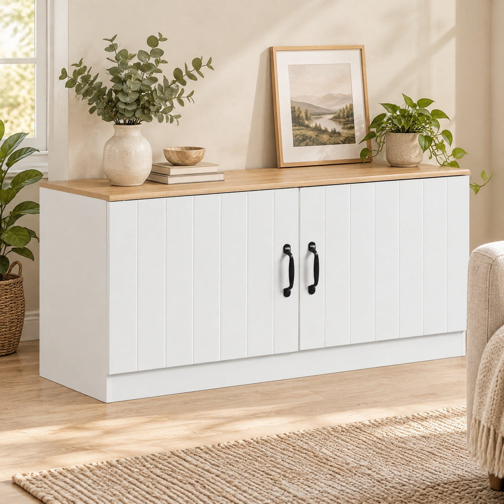 Airfind 2-Door Shoe Bench Shoe Storage Cabinet with Adjustable Shelves, 300 lbs Capacity, Engineered Wood MDF Frame, 40 x 16 x 19 Footprint