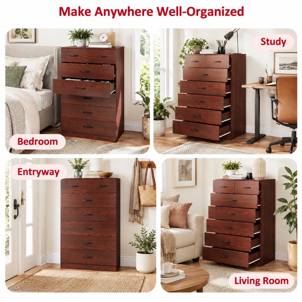 Airfind Wooden Chest of Drawers with Anti, 66 lbs Capacity, Engineered Wood MDF Frame, 32 x 18 x 48 Footprint, White