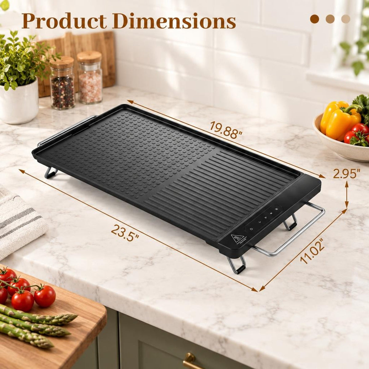 Airfind 1300W Indoor Electric Grill featuring Removable Touch Panel, Die Cast Aluminum Stainless Steel Frame, 23.5 Inch x 11.02 Inch x 2.95 Inch Footprint, Black