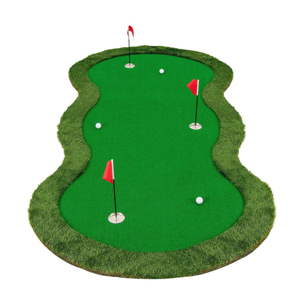 Airfind Foldable Golf Chipping Mat with realistic turf and multiple target holes for backyard practice plus portable case and easy roll-up storage, Green