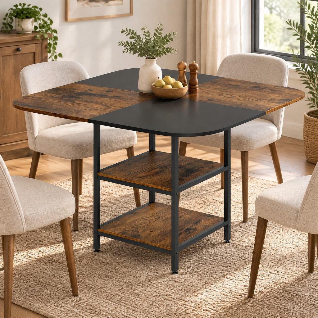 Airfind 47.5 inch Modern Dining Table Square Kitchen Table with Mix-colored Tabletop, 176 lbs Capacity, Engineered Wood Metal Frame, Coffee