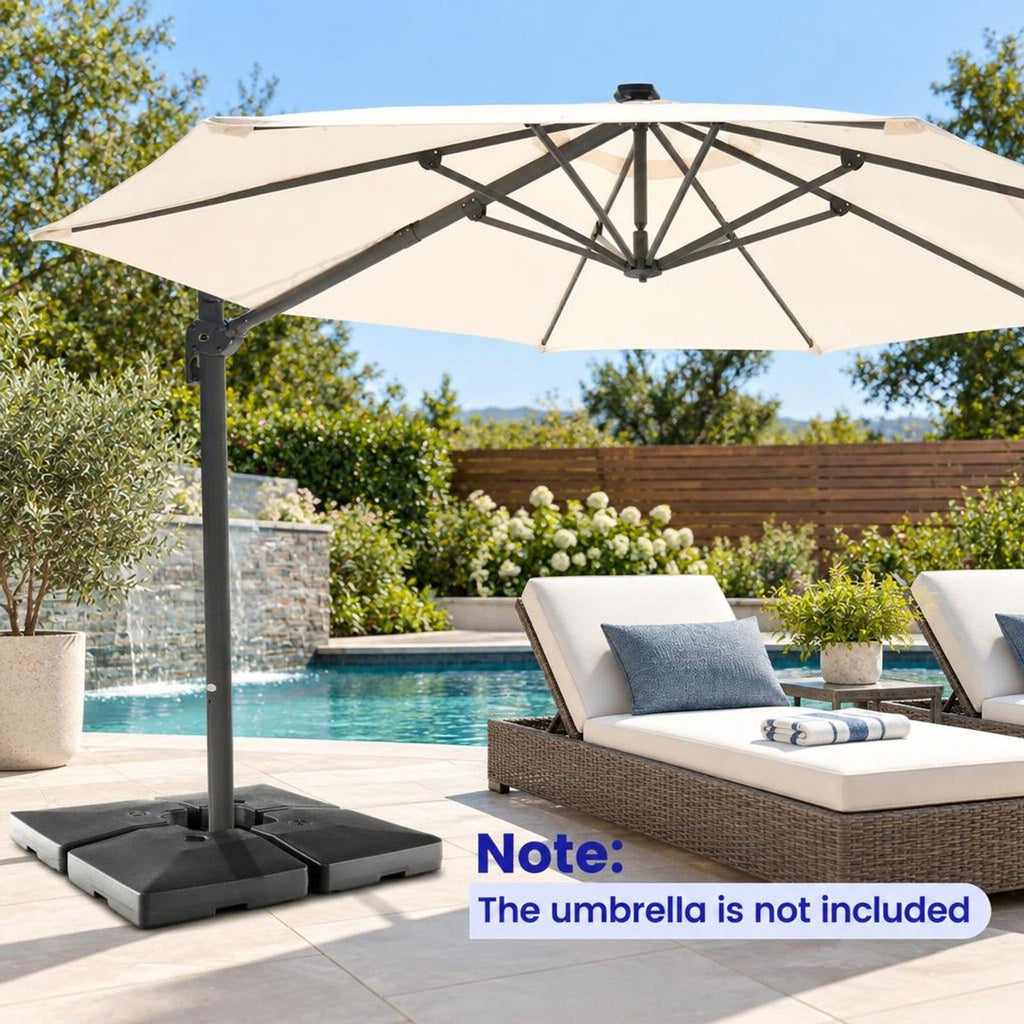 Airfind 4-Piece 20L Cantilever Offset Patio Umbrella Base, Providing 200 lbs large water filling capacity, Each plates can be stacked up to save space