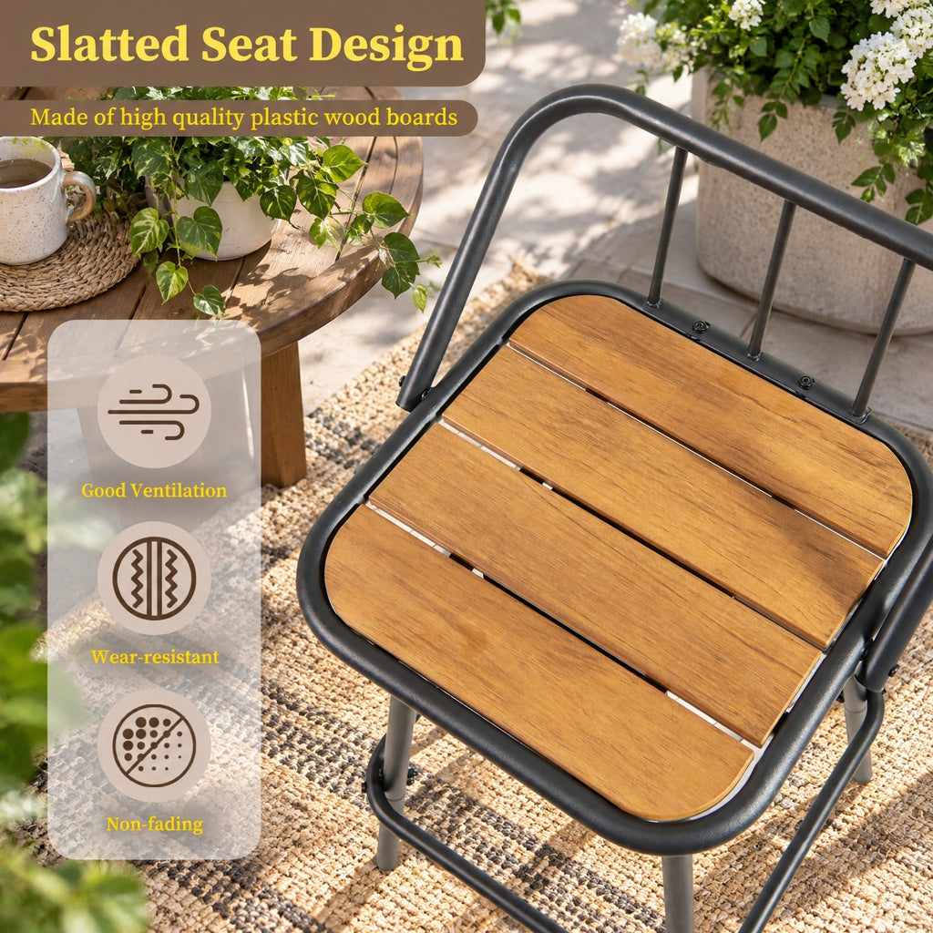 Airfind 360° Swivel Bar Stool Set of 2 with Footrest and Backrest-Balck and Natural, 275 lbs Capacity, Plastic Wood Metal Frame, Natural