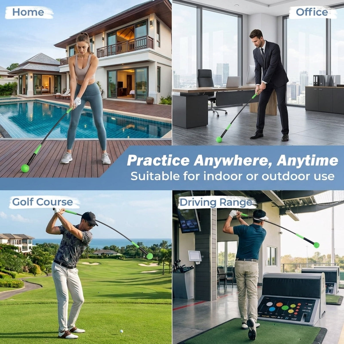 Airfind Golf Practice Net with Target Cloth, Reinforced Frame, Ground Stakes, Carry Bag for Backyard Driving Range, Green