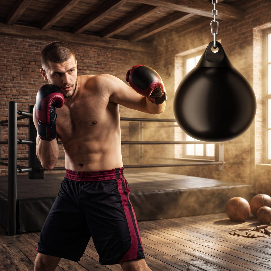 Airfind 21 Inch Water Aqua Punching Bag with Adjustable Metal Chain and Water Hose for Home Gym Boxing and Reaction Training, Black